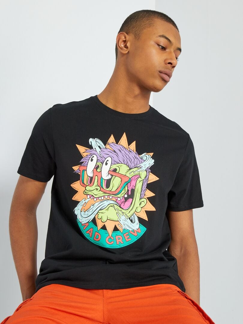 T-shirt stampata stile monster NERO - Kiabi