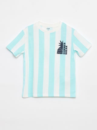 T-shirt stampata 'summer' maniche corte a righe