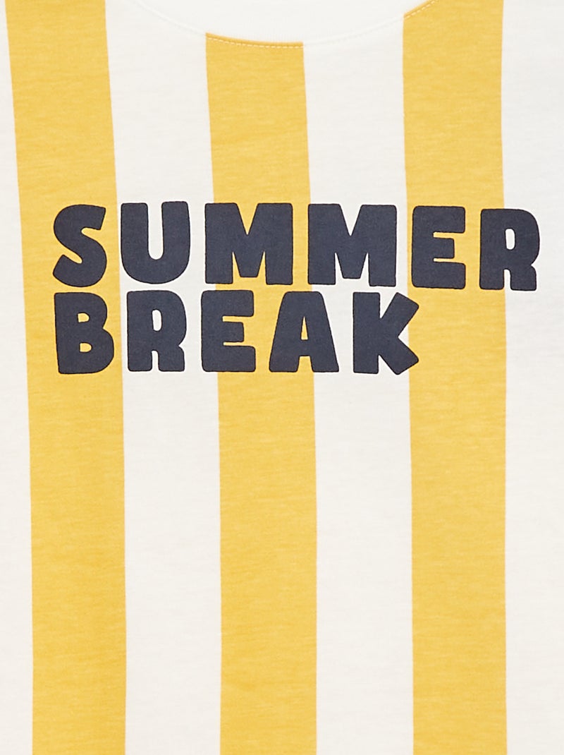 T-shirt stampata 'summer' maniche corte a righe GIALLO - Kiabi