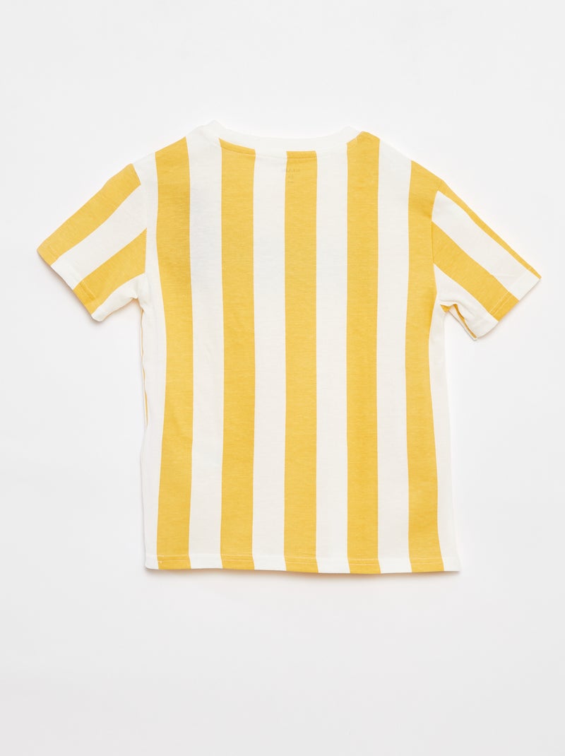 T-shirt stampata 'summer' maniche corte a righe GIALLO - Kiabi
