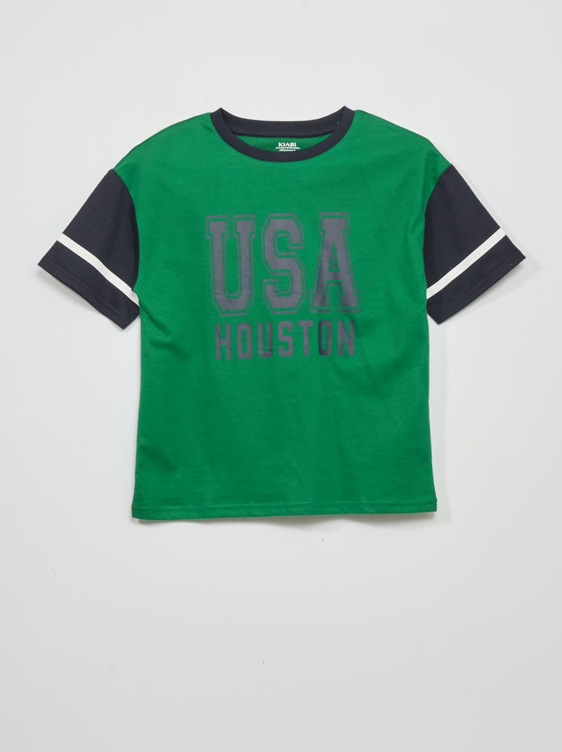 T-shirt stampata 'USA' 'Houston' VERDE - Kiabi