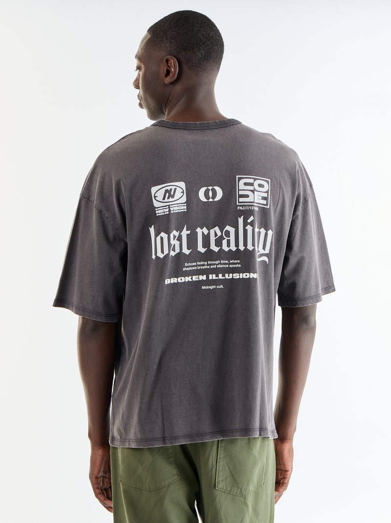 T-shirt stampato a maniche corte stile vintage Grigio - Kiabi