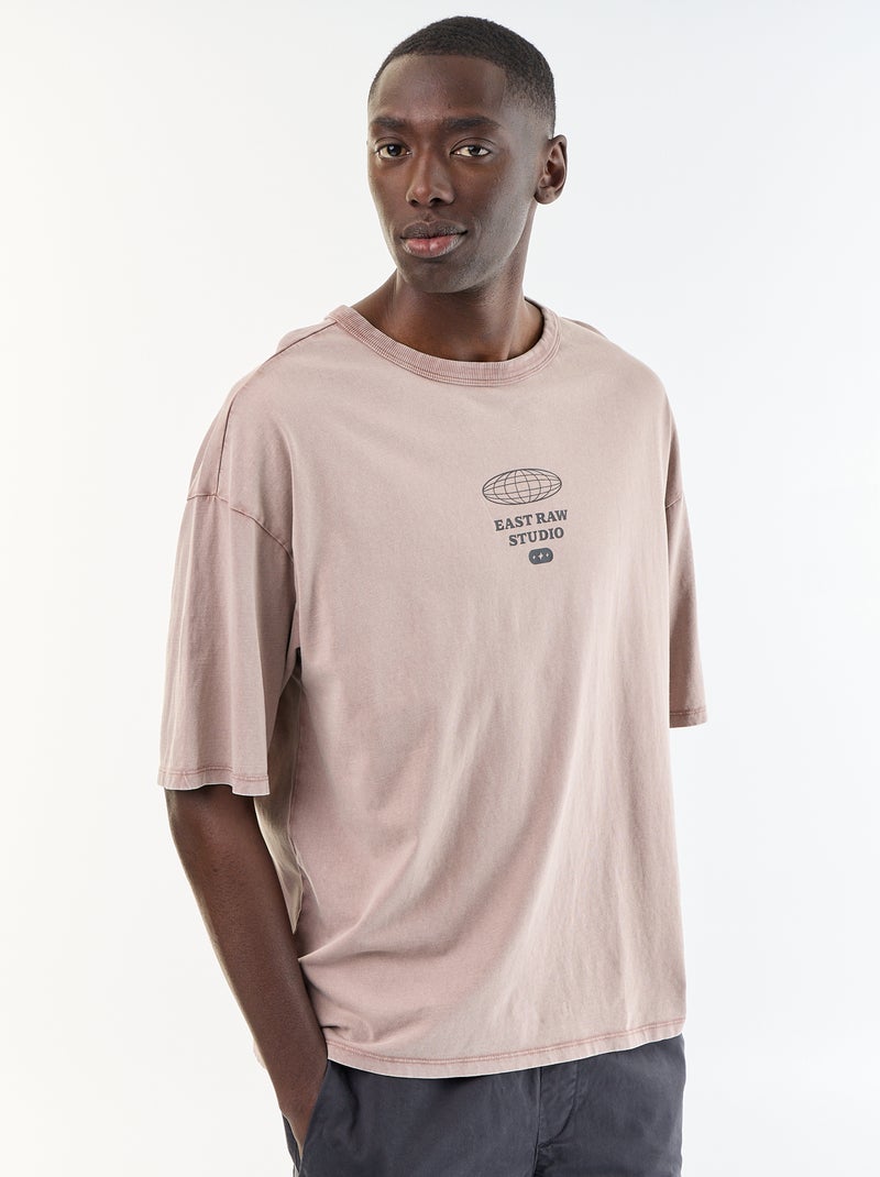 T-shirt stampato a maniche corte stile vintage Rosa - Kiabi