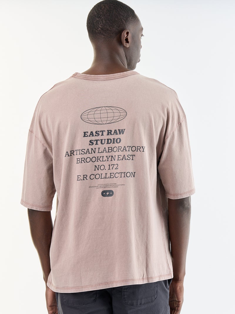 T-shirt stampato a maniche corte stile vintage Rosa - Kiabi