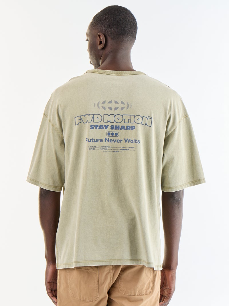 T-shirt stampato a maniche corte stile vintage Verde - Kiabi