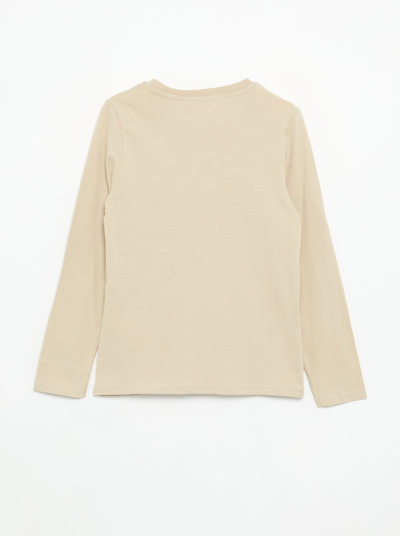 T-shirt stampato a maniche lunghe Beige - Kiabi