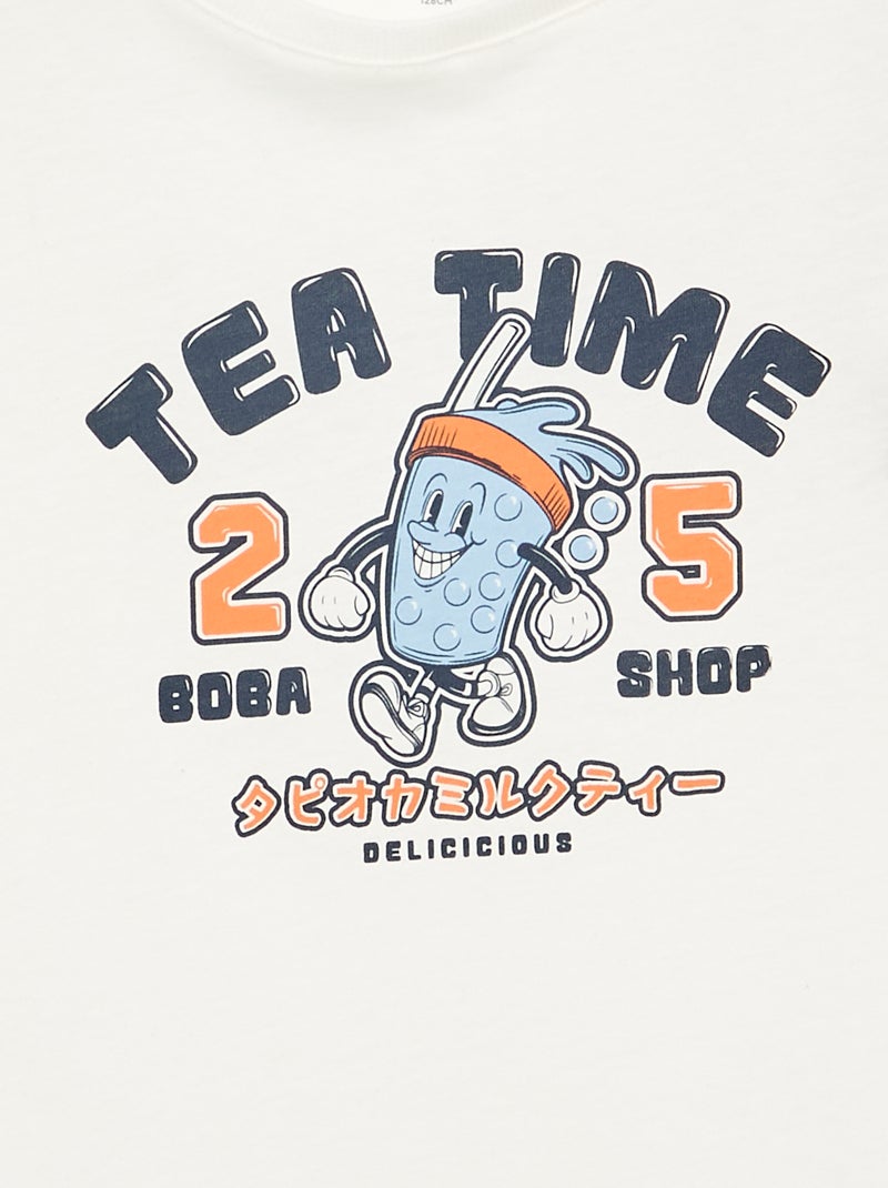 T-shirt stampato a maniche lunghe Bianco - Kiabi