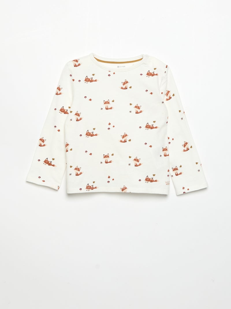 T-shirt stampato a maniche lunghe Bianco - Kiabi