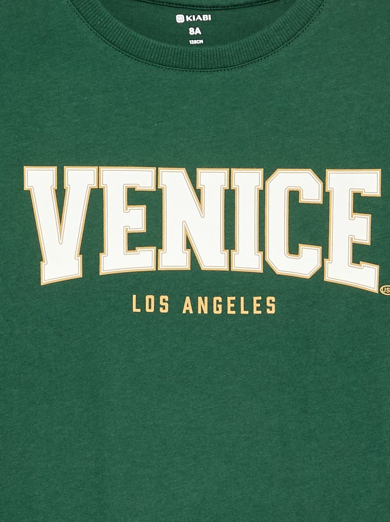 T-shirt stampato a maniche lunghe Verde - Kiabi