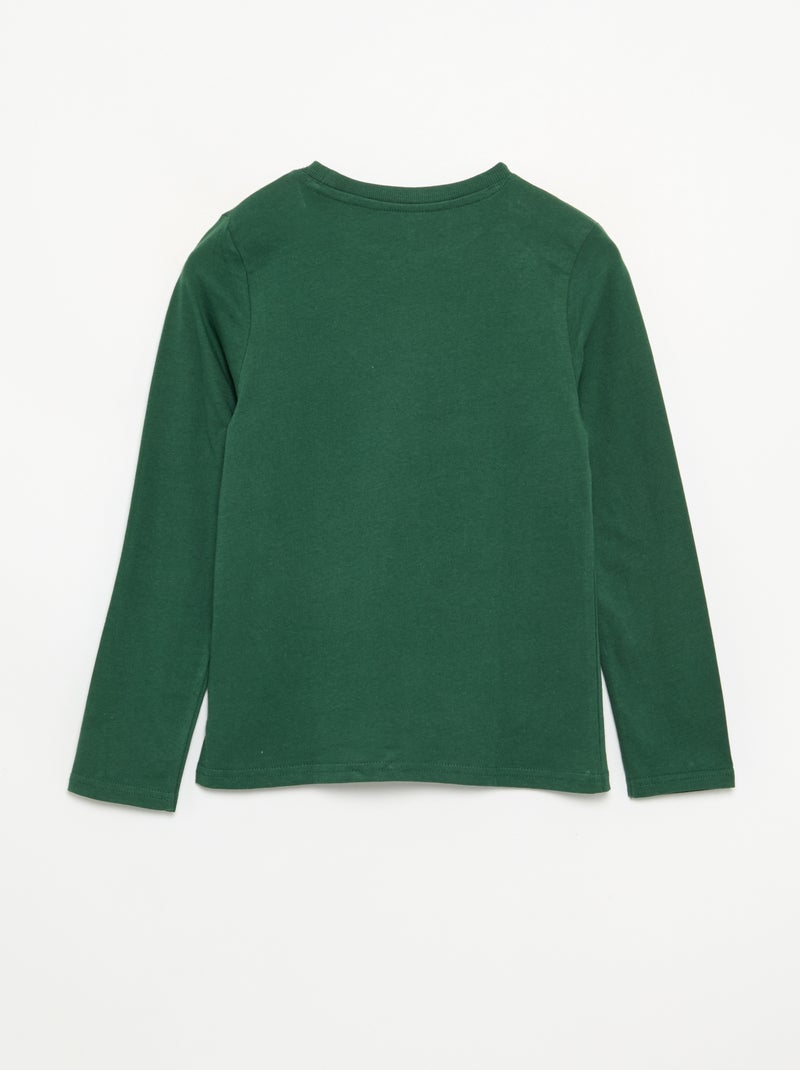 T-shirt stampato a maniche lunghe Verde - Kiabi