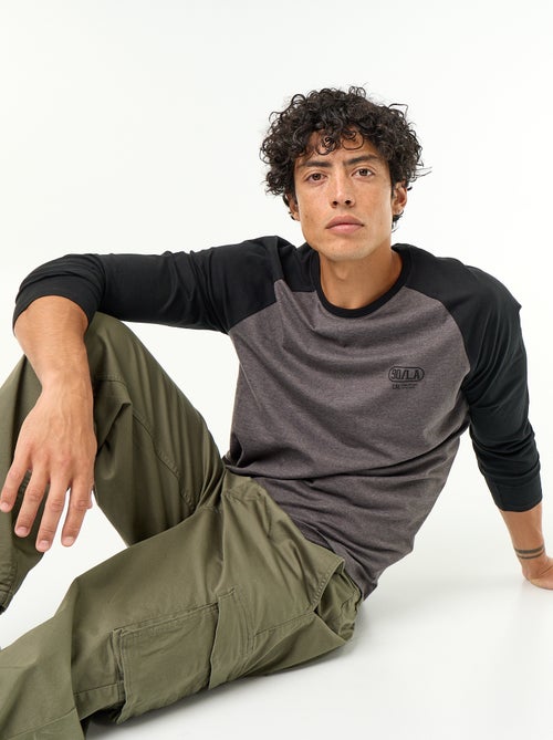 T-shirt stampato con maniche lunghe raglan - Kiabi