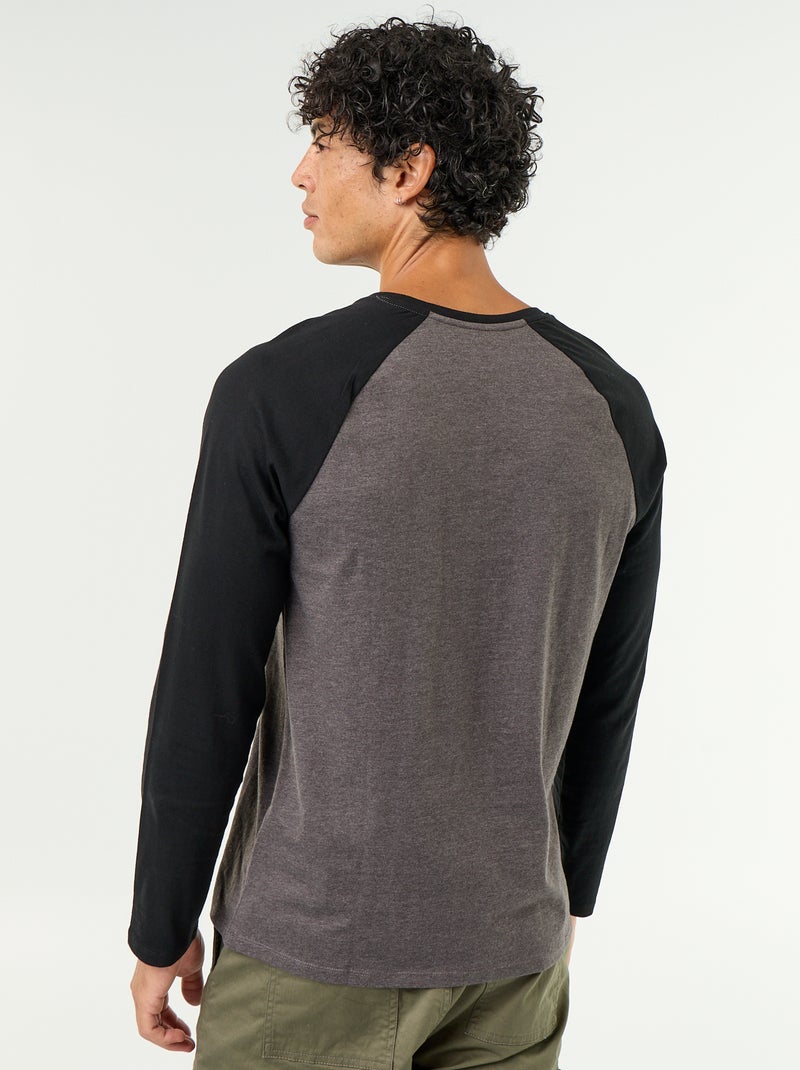 T-shirt stampato con maniche lunghe raglan Grigio - Kiabi