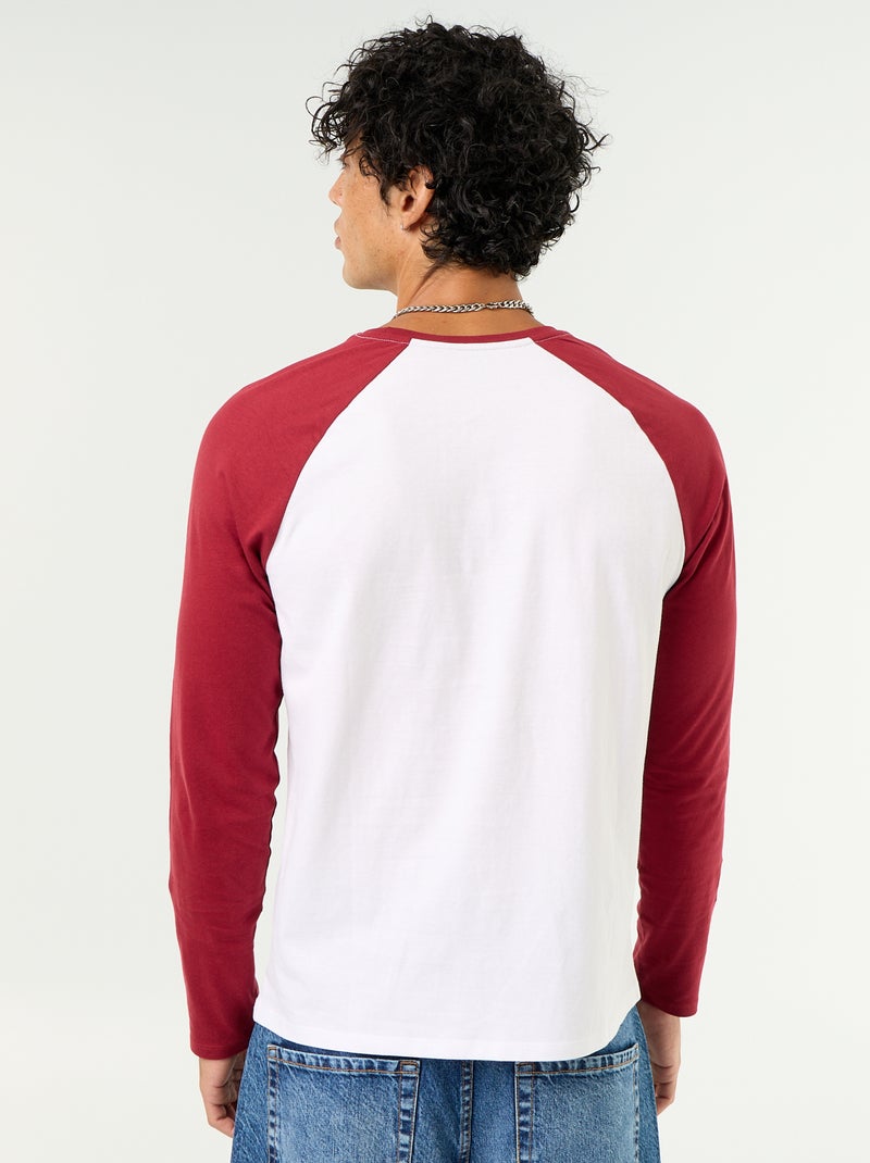 T-shirt stampato con maniche lunghe raglan Rosso - Kiabi