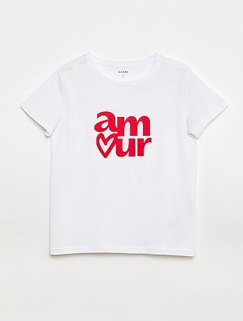 T-shirt stampato con messaggio a maniche corte