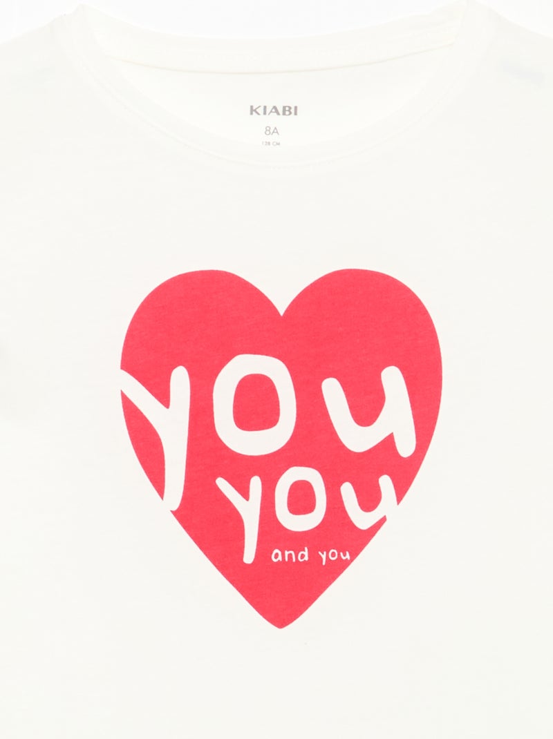 T-shirt stampato con messaggio a maniche corte Bianco - Kiabi