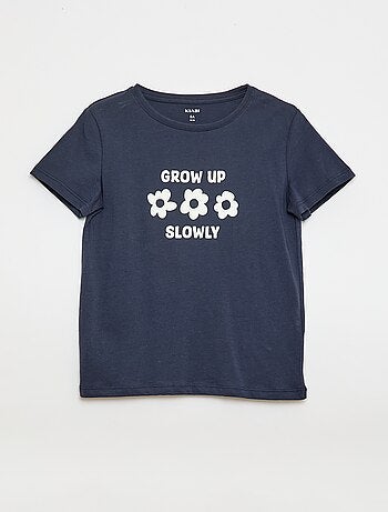 T-shirt stampato con messaggio a maniche corte