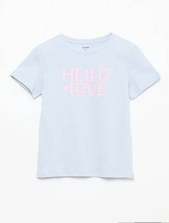 T-shirt stampato con messaggio a maniche corte