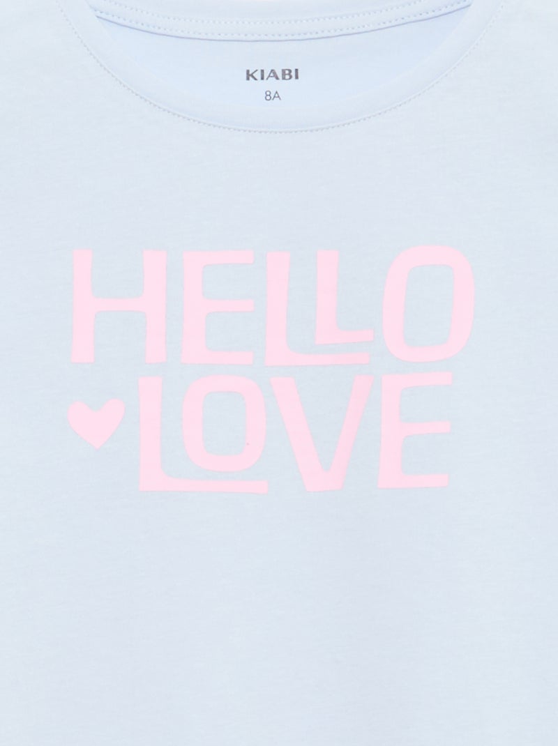 T-shirt stampato con messaggio a maniche corte Blu - Kiabi