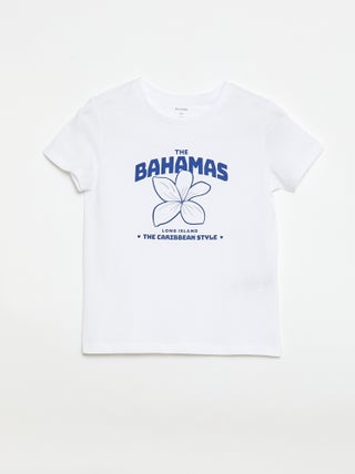 T-shirt stampato con messaggio a maniche corte