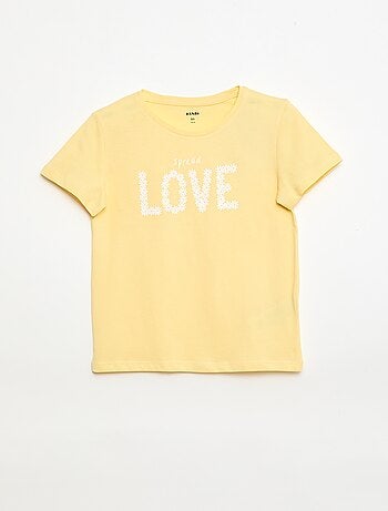 T-shirt stampato con messaggio a maniche corte