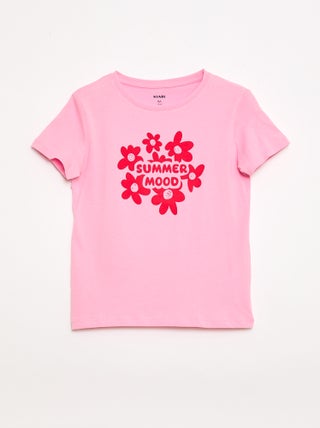 T-shirt stampato con messaggio a maniche corte