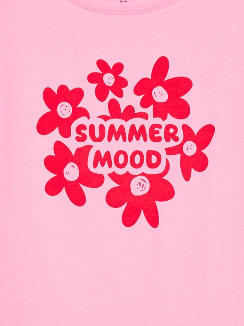 T-shirt stampato con messaggio a maniche corte Rosa - Kiabi