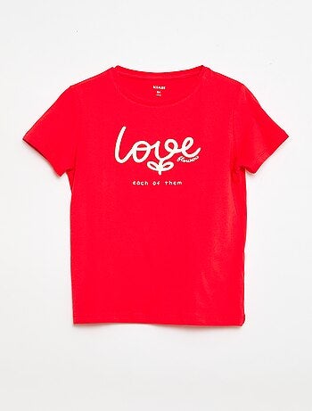 T-shirt stampato con messaggio a maniche corte