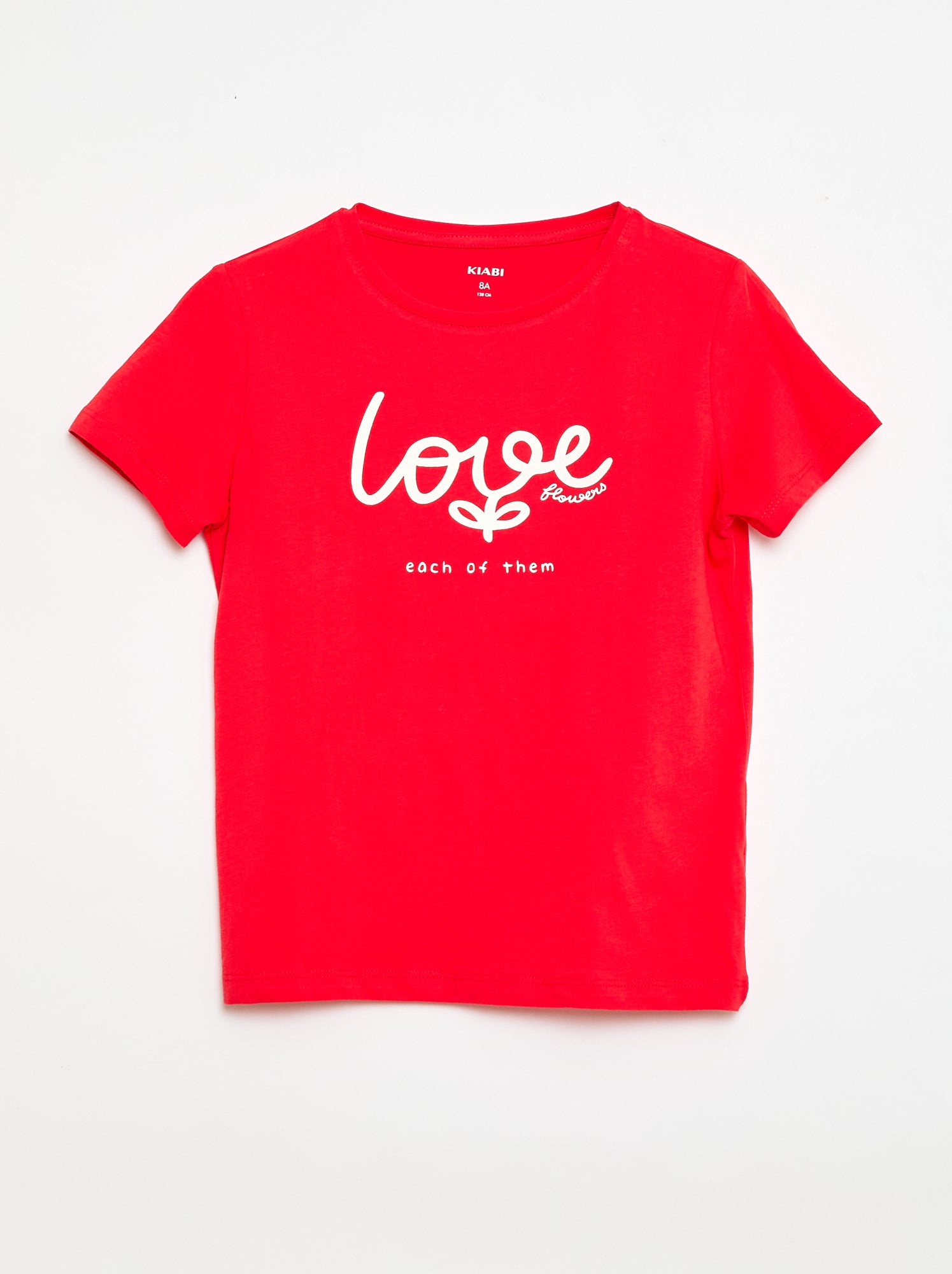 T-shirt stampato con messaggio a maniche corte