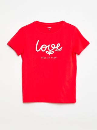 T-shirt stampato con messaggio a maniche corte