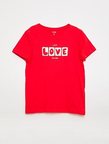 T-shirt stampato con messaggio a maniche corte