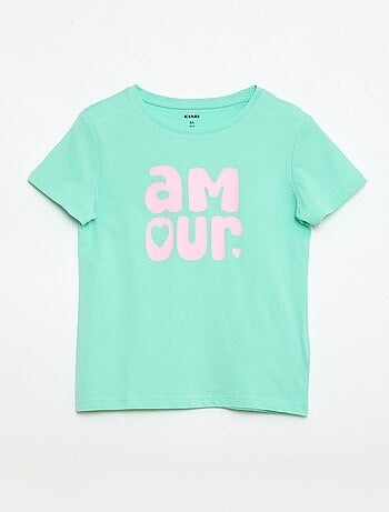 T-shirt stampato con messaggio a maniche corte