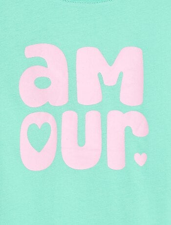 T-shirt stampato con messaggio a maniche corte