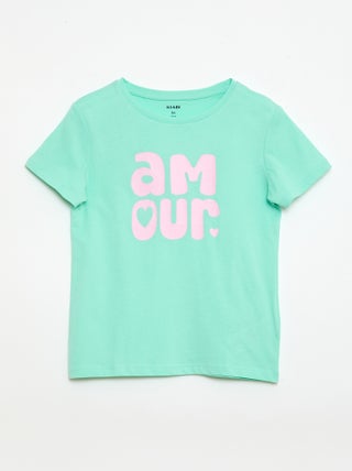 T-shirt stampato con messaggio a maniche corte