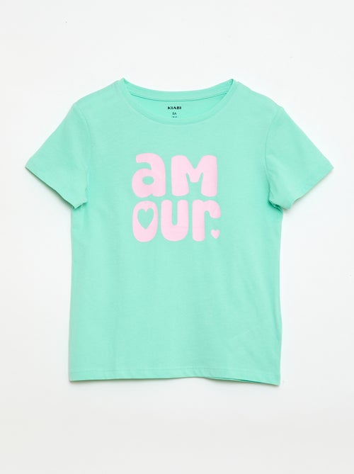 T-shirt stampato con messaggio a maniche corte - Kiabi