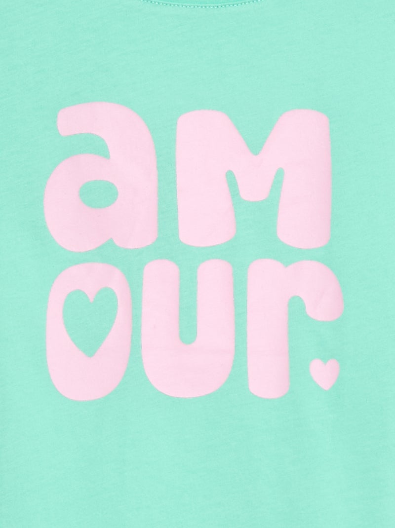 T-shirt stampato con messaggio a maniche corte Verde - Kiabi