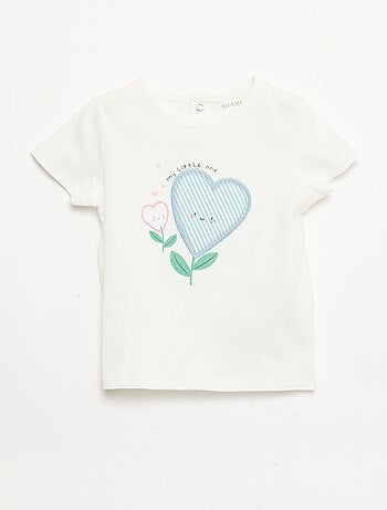 T-shirt stampato e ricamato a maniche corte
