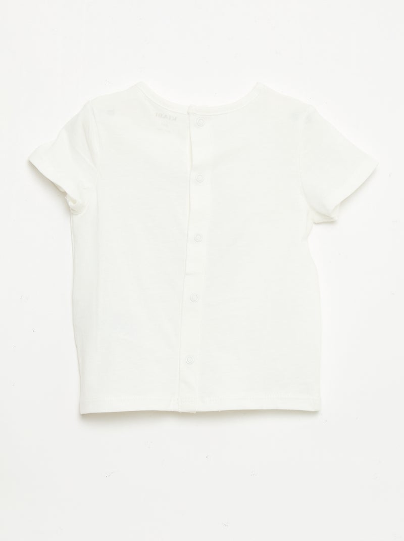 T-shirt stampato e ricamato a maniche corte Bianco - Kiabi