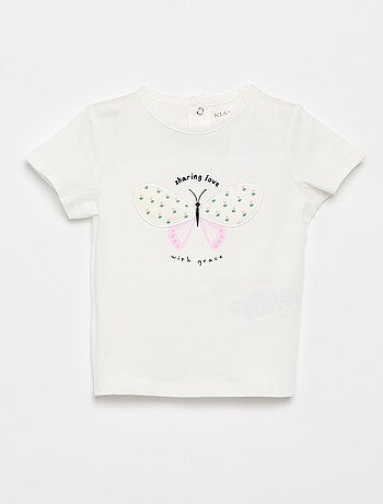 T-shirt stampato e ricamato a maniche corte