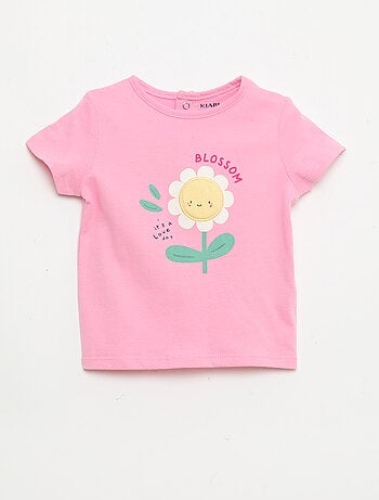 T-shirt stampato e ricamato a maniche corte