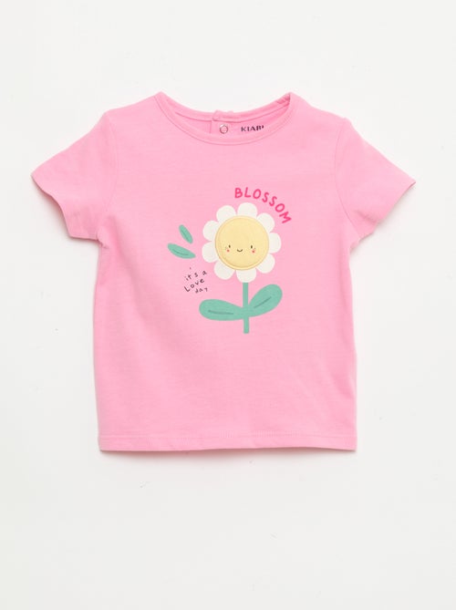 T-shirt stampato e ricamato a maniche corte - Kiabi