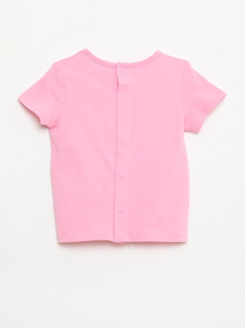 T-shirt stampato e ricamato a maniche corte Rosa - Kiabi