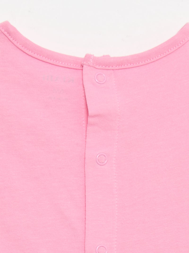 T-shirt stampato e ricamato a maniche corte Rosa - Kiabi