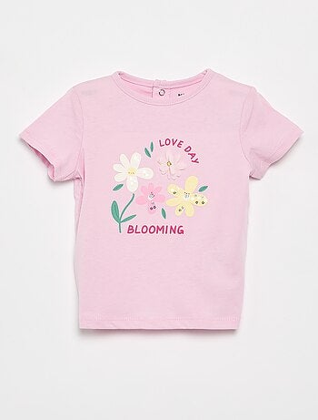 T-shirt stampato e ricamato a maniche corte