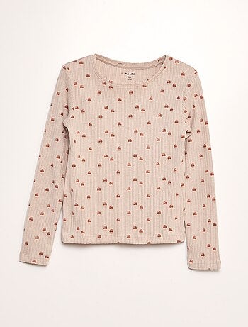 T-shirt stampato maglia bordo a costine