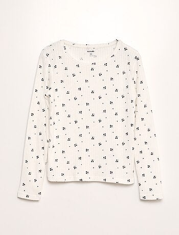 T-shirt stampato maglia bordo a costine