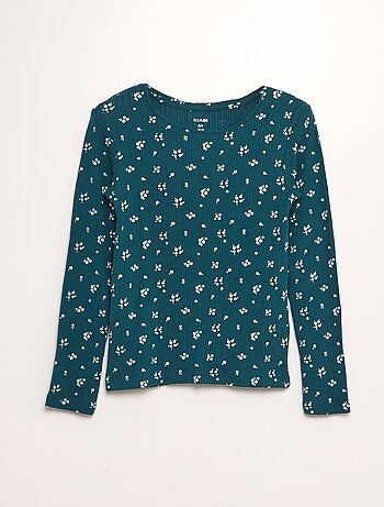 T-shirt stampato maglia bordo a costine