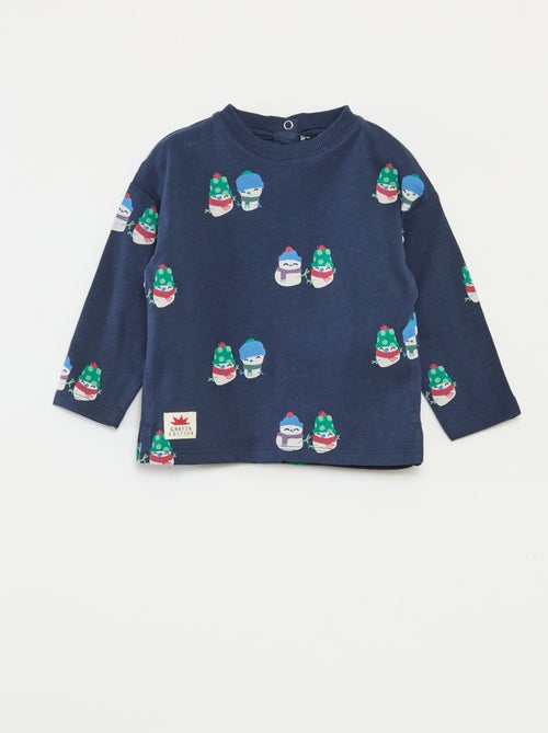 T-shirt stampato Natale in cotone - Kiabi