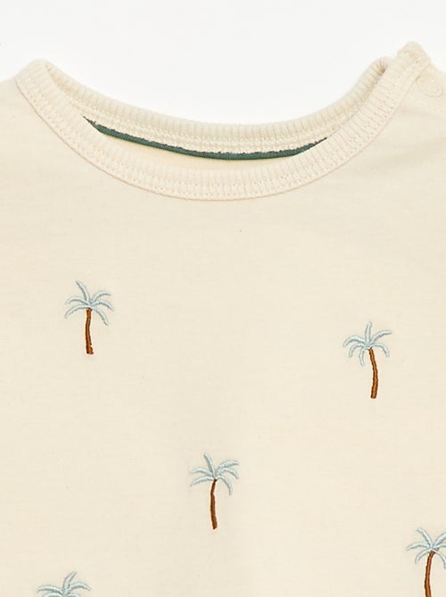 T-shirt stampato tropicale a maniche corte in cotone - Kiabi