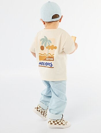 T-shirt stampato tropicale a maniche corte in cotone