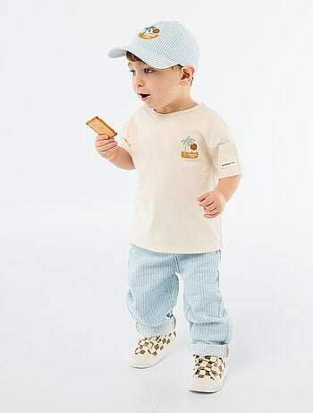 T-shirt stampato tropicale a maniche corte in cotone